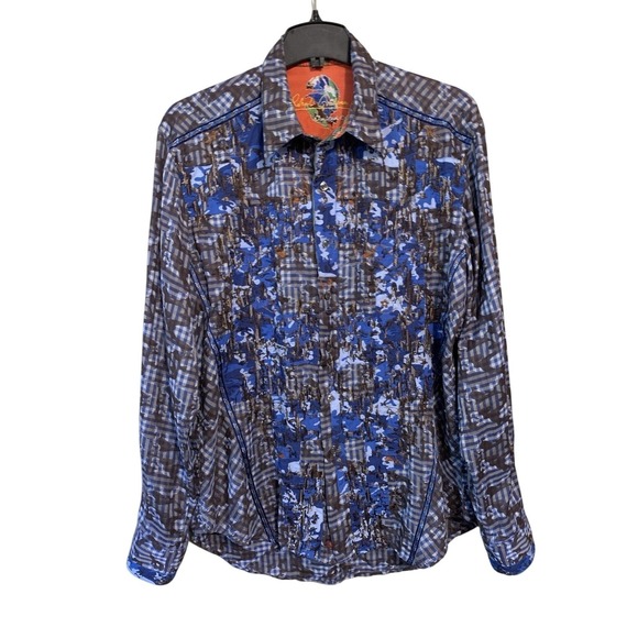Robert Graham Other - Robert Graham Blue Floral‎ Camo Limited Edition Embroidered Shirt Men's L **Read